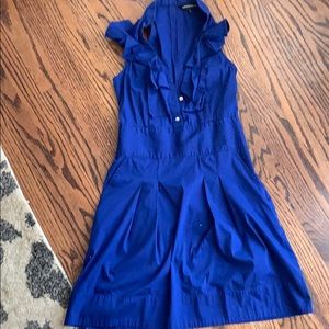 Blue sleeveless dress with ruffles